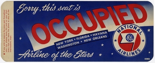 Image: seat occupied sign: National Airlines