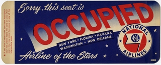 Image: seat occupied sign: National Airlines