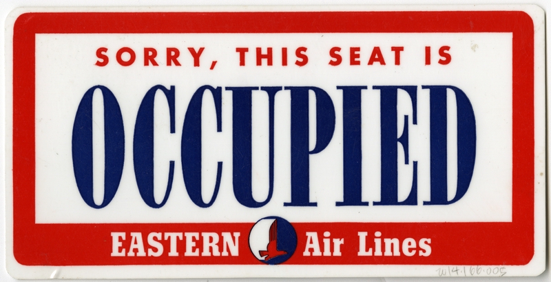 Image: seat occupied card: Eastern Air Lines