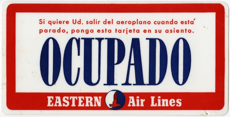 Image: seat occupied card: Eastern Air Lines