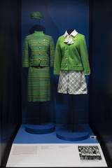 Image: Installation view of "Flight Patterns: Airline Uniforms from the 1960s–70s"