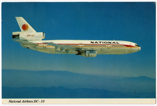 Postcard: National Airlines, McDonnell Douglas DC-10