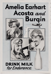 Image: poster advertisement: Amelia Earhart, Bert Acosta, and Emile Burgin