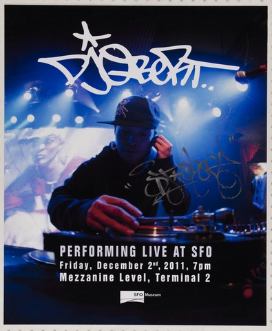 Event poster: SFO Museum, DJ Qbert performing live at SFO