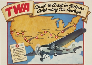 Image: poster: TWA (Trans World Airlines), TAT inaugural fight