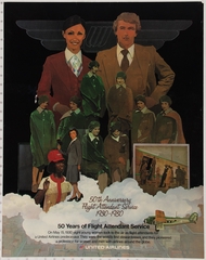 Image: poster: United Airlines, 50th anniversary of flight attendant service