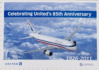 Image: poster: United Airlines, 85th anniversary and Airbus A320