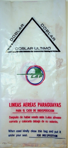 Airsickness bag: Lineas Aereas Paraguayas