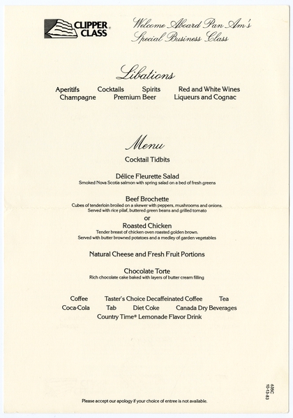 Image: menu: Pan American World Airways, Historic First Flights series, Boeing 707