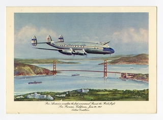Image: menu: Pan American World Airways, Historic First Flights series, Lockheed Constellation