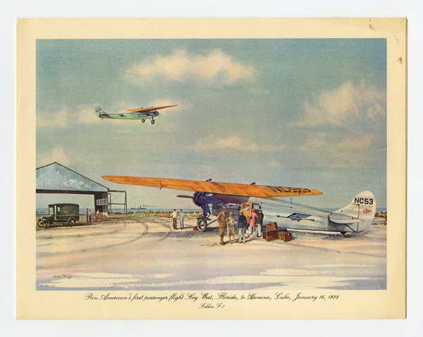 Menu: Pan American World Airways, Historic First Flights series, Fokker.VII