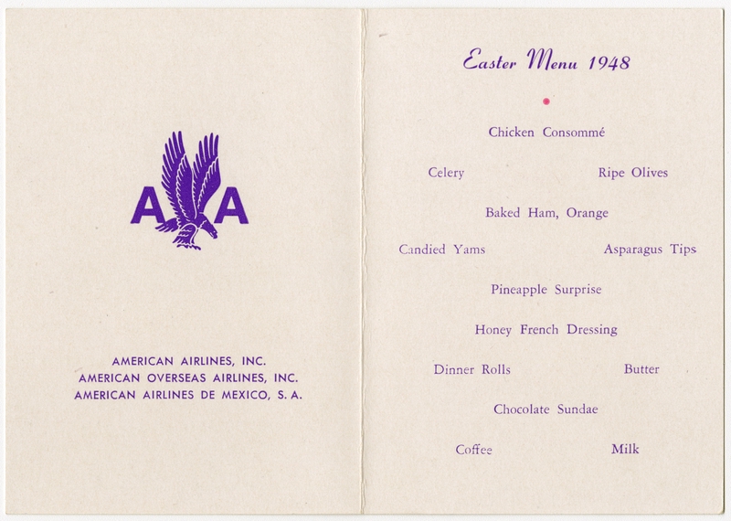 Image: menu: American Airlines, Easter