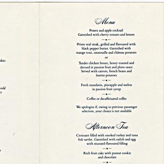 Image #2: menu: British Airways, economy class