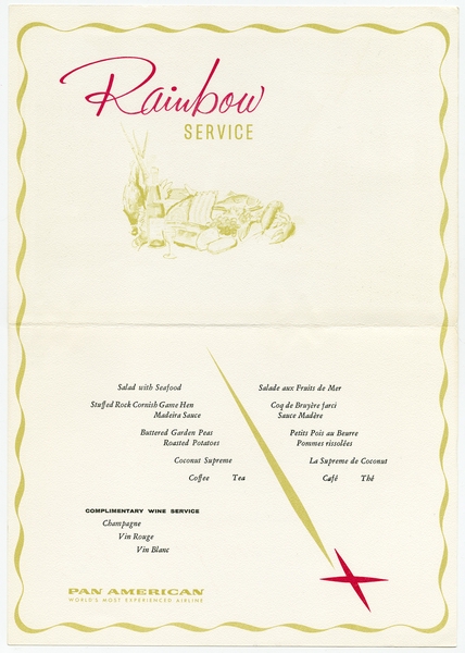 Image: menu: Pan American World Airways, Rainbow (economy) class