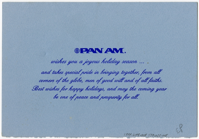 Image: menu: Pan American World Airways