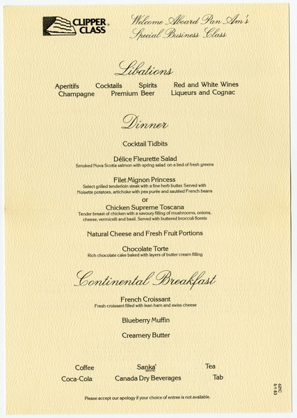 Image: menu: Pan American World Airways, Historic First Flights series, Boeing 314