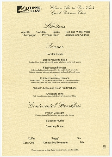 Image: menu: Pan American World Airways, Historic First Flights series, Boeing 707