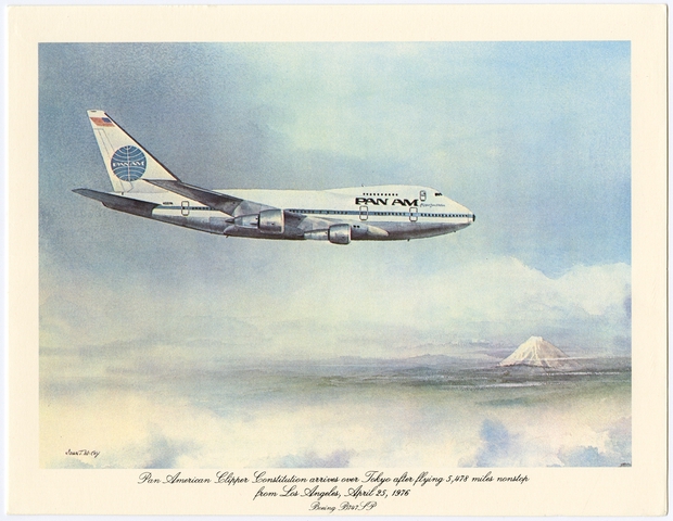 Menu: Pan American World Airways, Historic First Flights series, Boeing 747SP