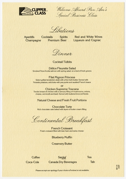 Image: menu: Pan American World Airways, Historic First Flights series, Boeing 747