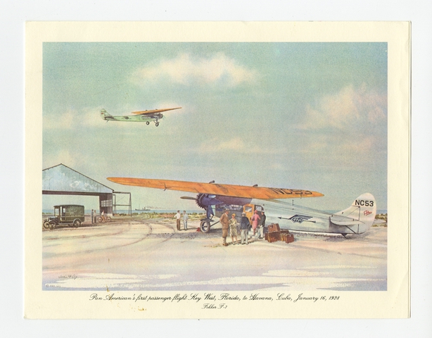 Menu: Pan American World Airways, Historic First Flights series, Fokker.VII