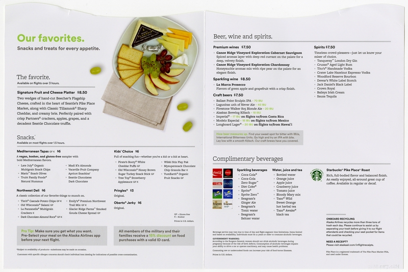 Image: menu: Alaska Airlines