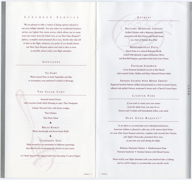Image: menu: American Airlines