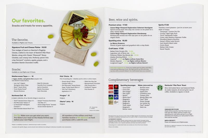 Image: menu: Alaska Airlines
