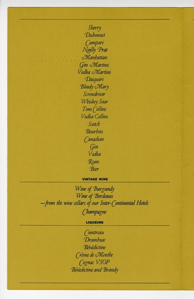 Image: menu: Pan American World Airways