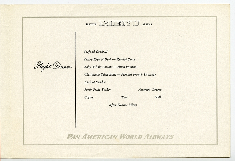 Image: menu: Pan American World Airways