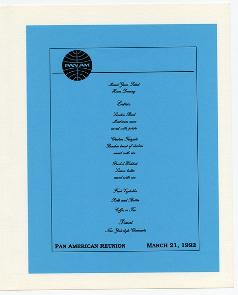 Image: menu: Pan American World Airways