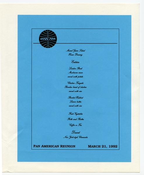 Image: menu: Pan American World Airways