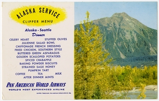 Image: menu: Pan American World Airways, Alaska-Seattle, postcard