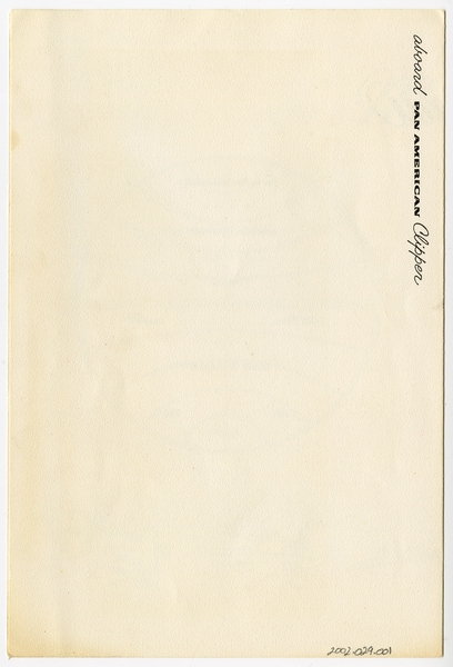 Image: menu: Pan American World Airways