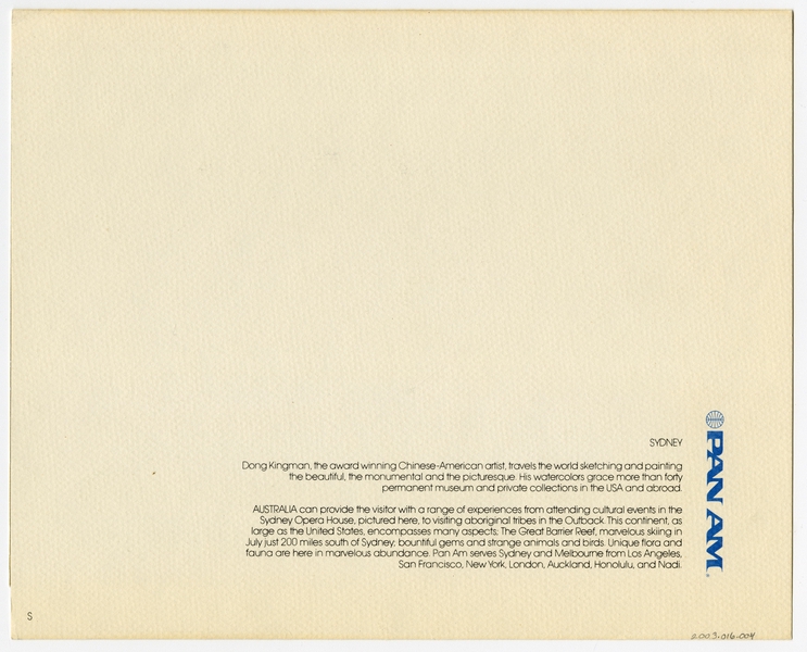 Image: menu: Pan American World Airways