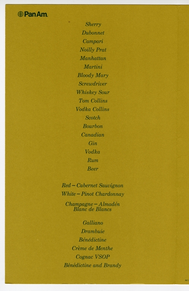 Image: menu: Pan American World Airways