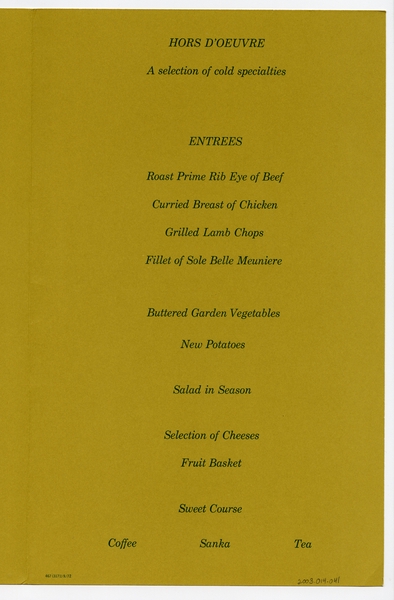 Image: menu: Pan American World Airways