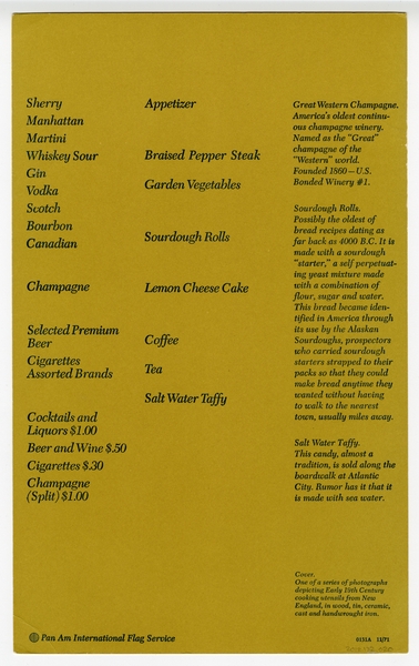 Image: menu: Pan American World Airways