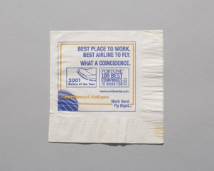 Image: cocktail napkin: Continental Airlines