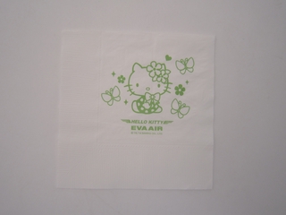Image: cocktail napkin: EVA Air and Hello Kitty