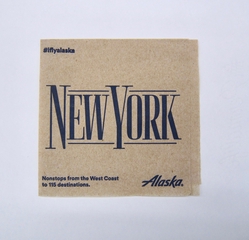 Image: cocktail napkin: Alaska Airlines, New York