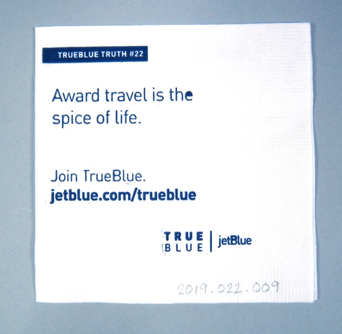 Cocktail napkin: JetBlue Airways