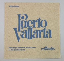 Image: cocktail napkin: Alaska Airlines, Puerto Vallarta