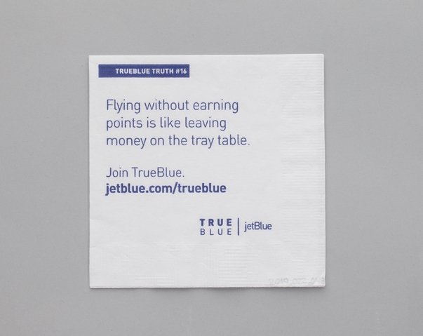 Cocktail napkin: JetBlue Airways