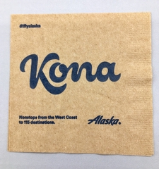 Image: cocktail napkin: Alaska Airlines, Kona