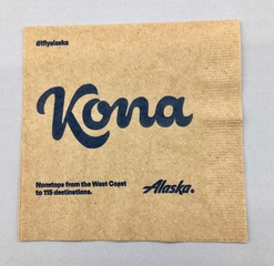 Image: cocktail napkin: Alaska Airlines, Kona