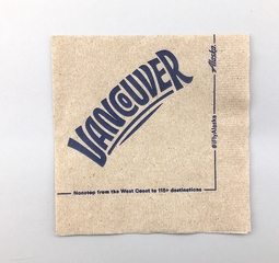 Image: cocktail napkin: Alaska Airlines, Vancouver