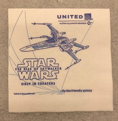 Image: cocktail napkin: United Airlines, Star Wars