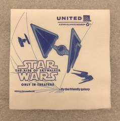 Image: cocktail napkin: United Airlines, Star Wars