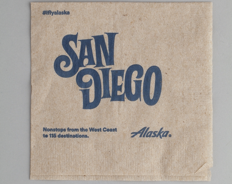 Image: cocktail napkin: Alaska Airlines, San Diego