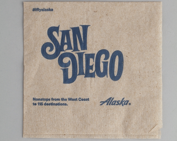 Cocktail napkin: Alaska Airlines, San Diego
